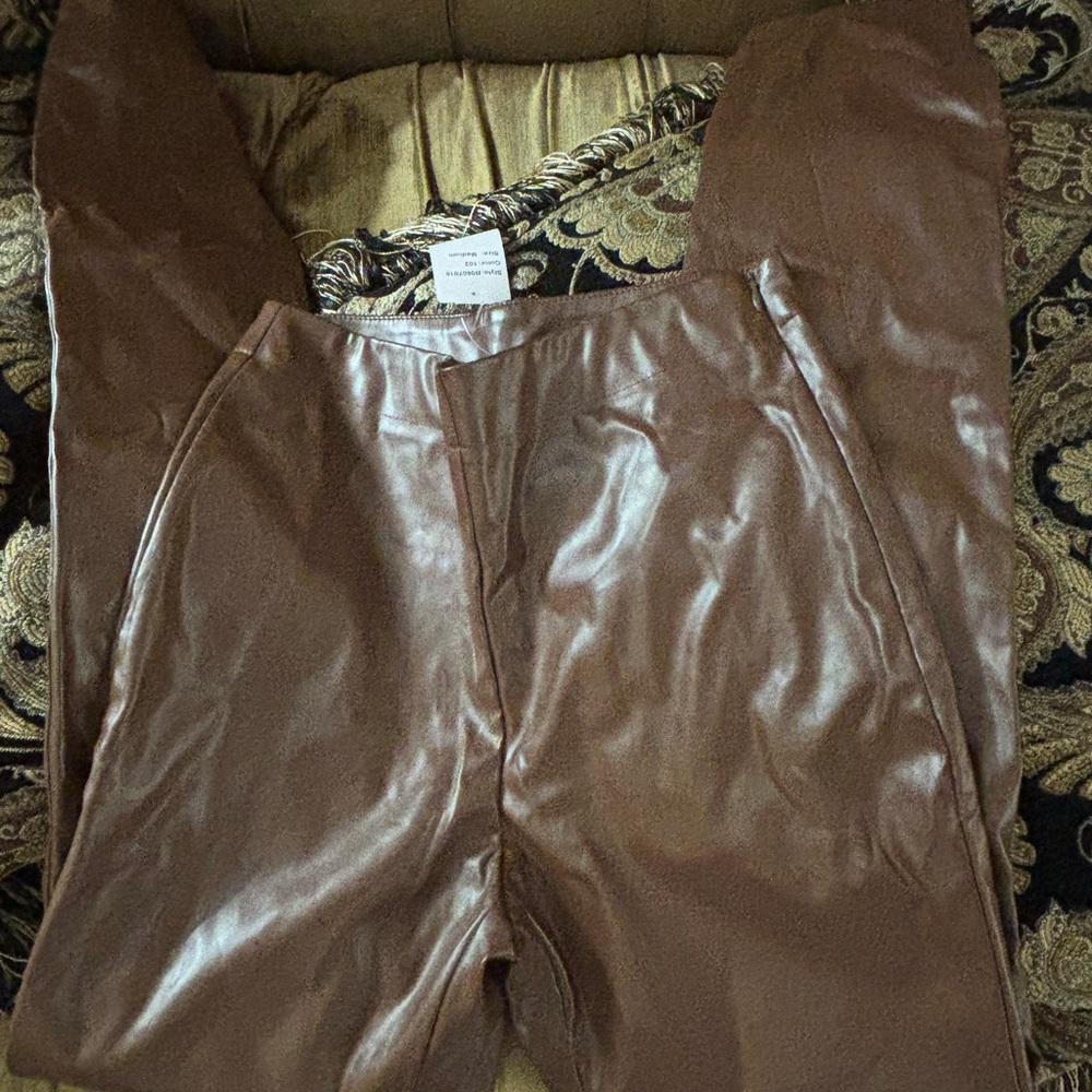 Brown Faux Leather Pants